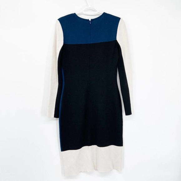 St. John Blue Ivory Colorblock Long Sleeve Dress - Picture 6 of 6